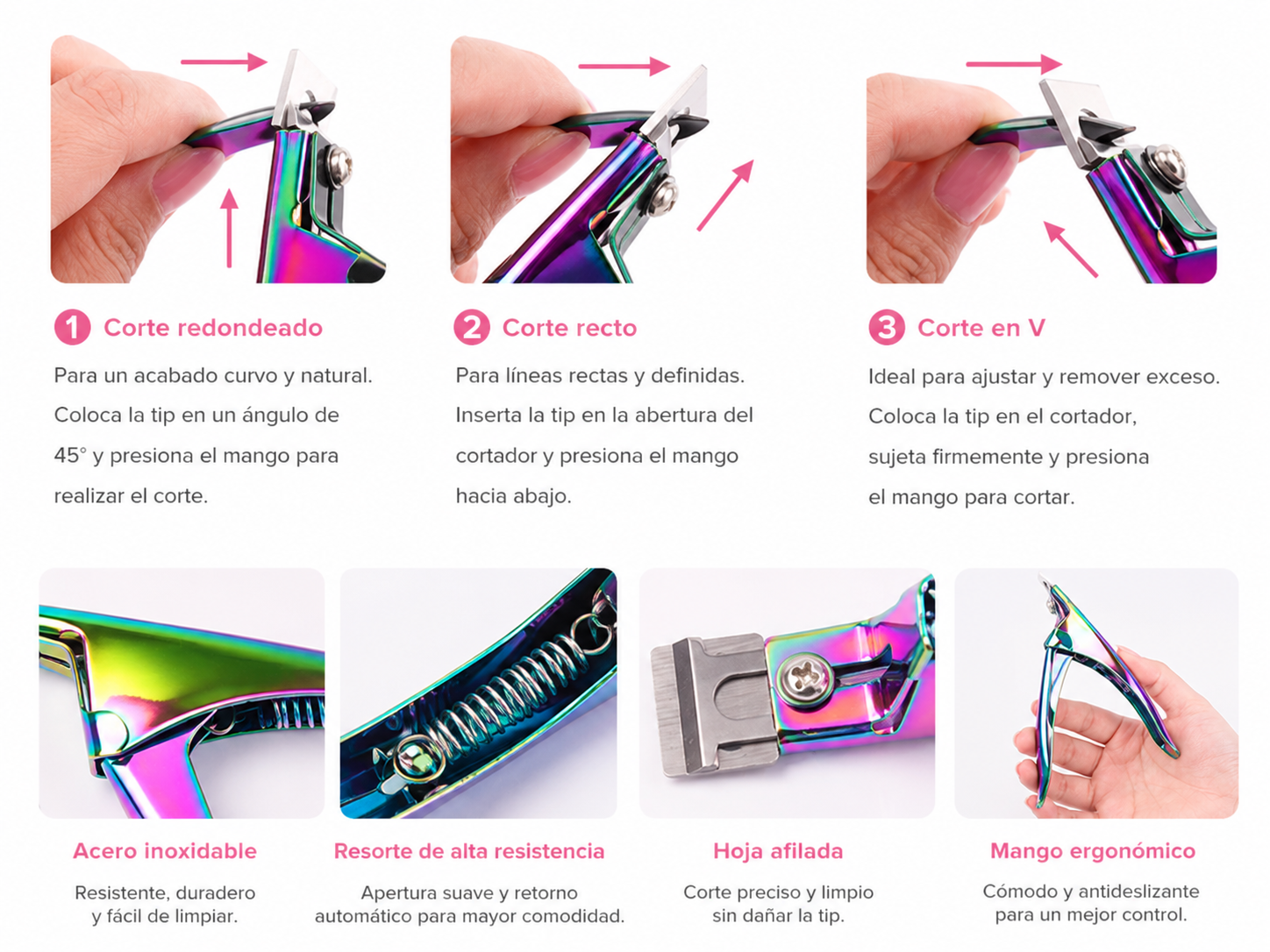 Corta Tips Profesional para Uñas rosado - Imagen 2