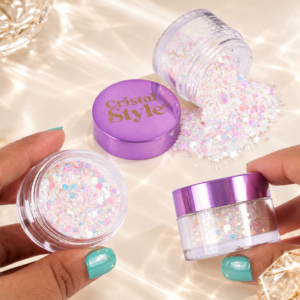 Glitter Mix Blanco para Uñas – Visos Rosados